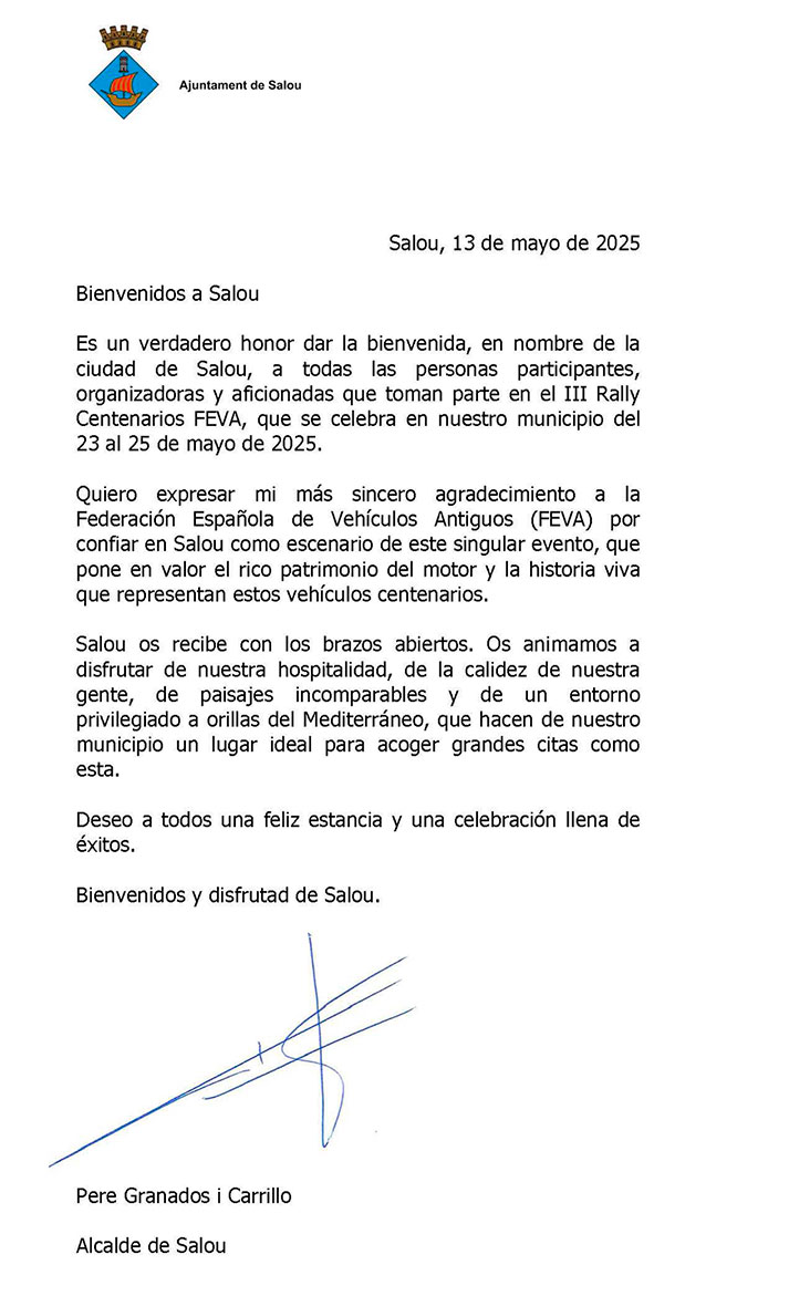 Carta Saluda Alcalde Salou